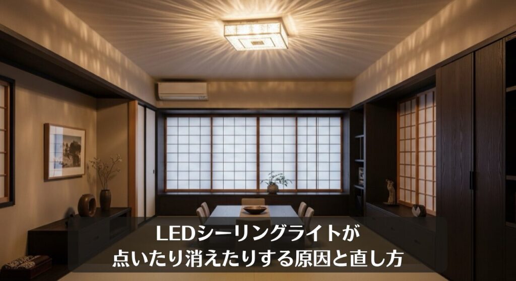 LEDシーリングライトが点いたり消えたりする原因と直し方