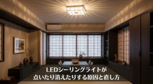 LEDシーリングライトが点いたり消えたりする原因と直し方