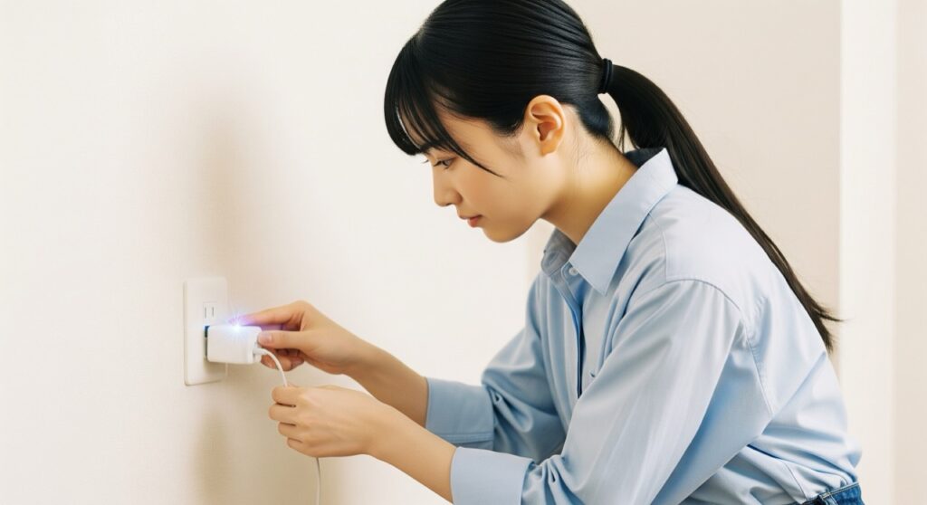 充電器を差した時の火花は特に注意