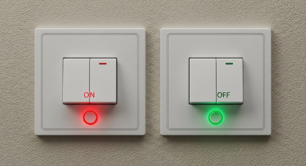ランプの色、赤と緑はどっちがオン?