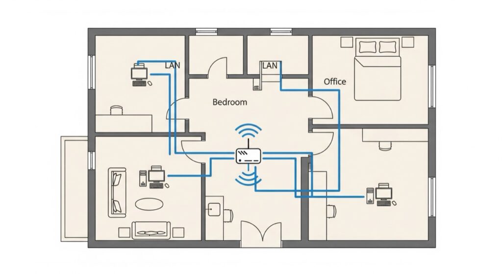 各部屋に有線LANを整備するには