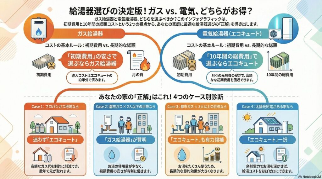 給湯器選びの決定版 !ガス vs.電気、どちらがお得？