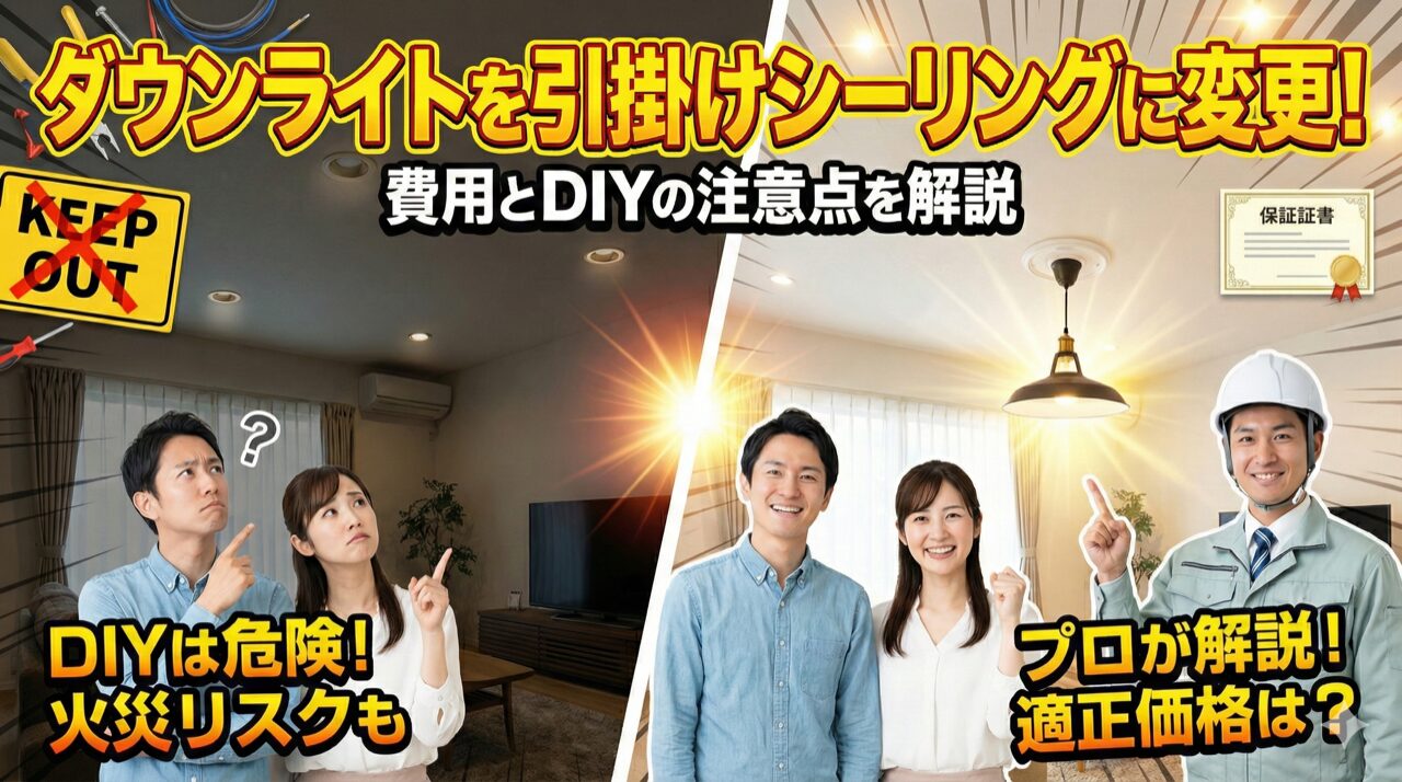 ダウンライトを引っ掛けシーリングに変更！費用とDIYの注意点を解説 | 横浜電気工事レスキュー