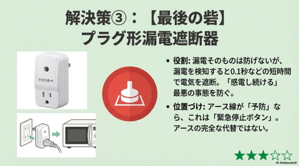 コンセントに設置するプラグ型の漏電遮断器のイラスト