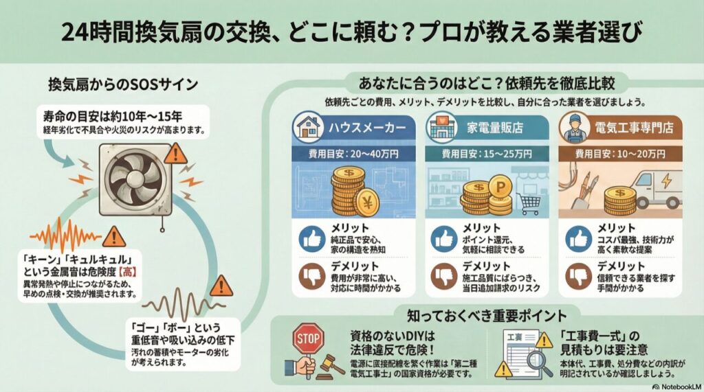 24時間換気扇の交換、どこに頼む？プロが教える業者選び