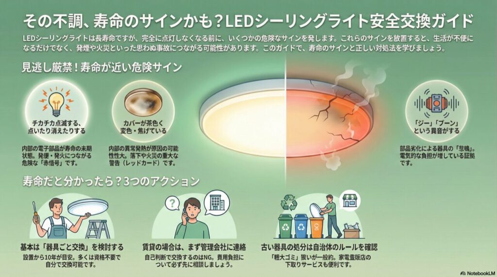 その不調、寿命のサインかも？LEDシーリングライト安全交換ガイド