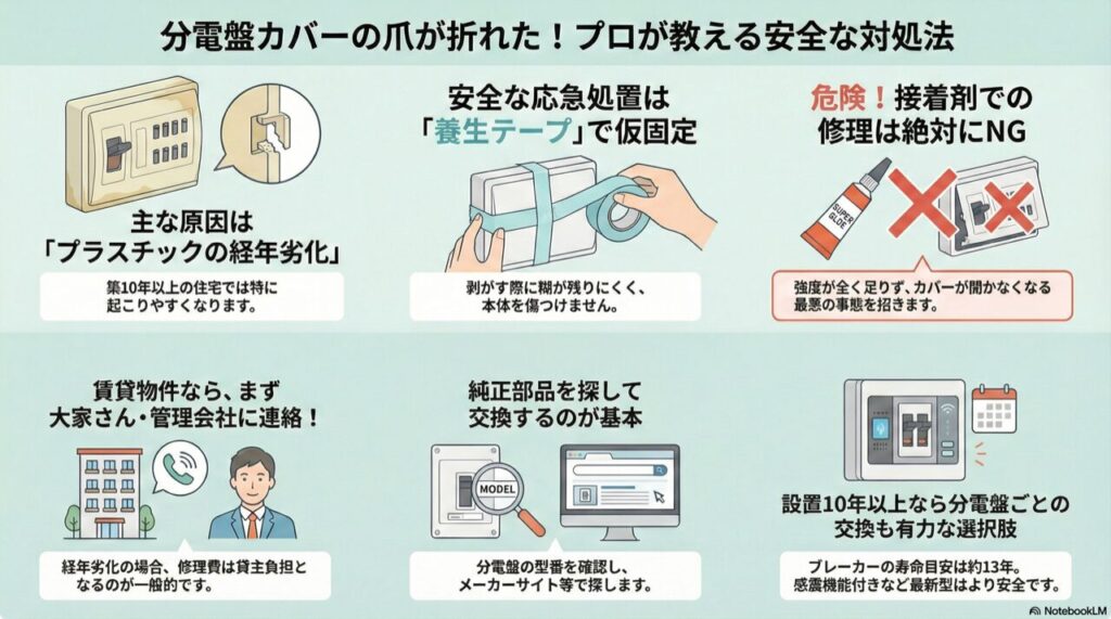 分電盤カバーの爪が折れた！プロが教える安全な対処法