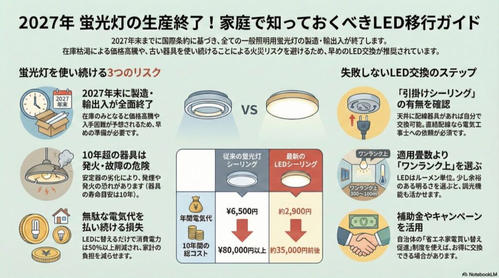 2027年 蛍光灯の生産終了！家庭で知っておくべきLED移行ガイド