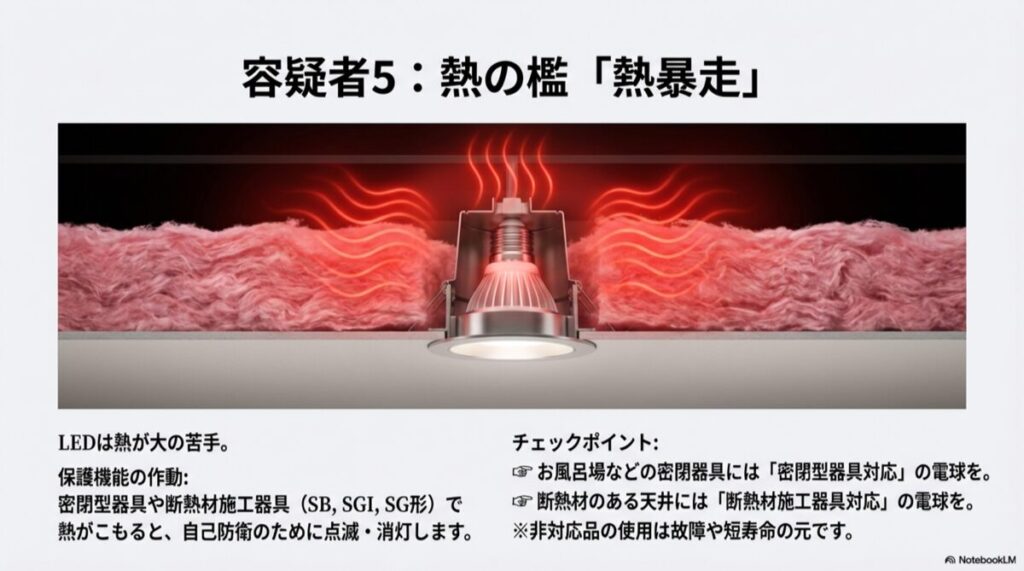 断熱材施工器具でのLED熱暴走と故障原因