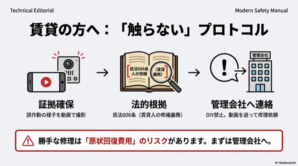 動画撮影で証拠を残し、管理会社へ連絡する手順と民法の根拠