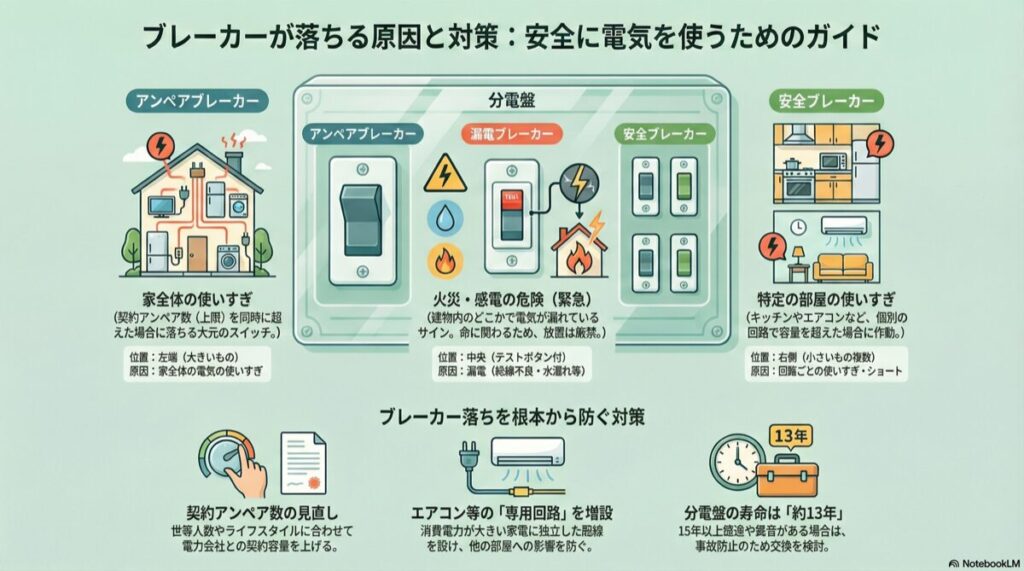 ブレーカーが落ちる原因と対策:安全に電気を使うためのガイド