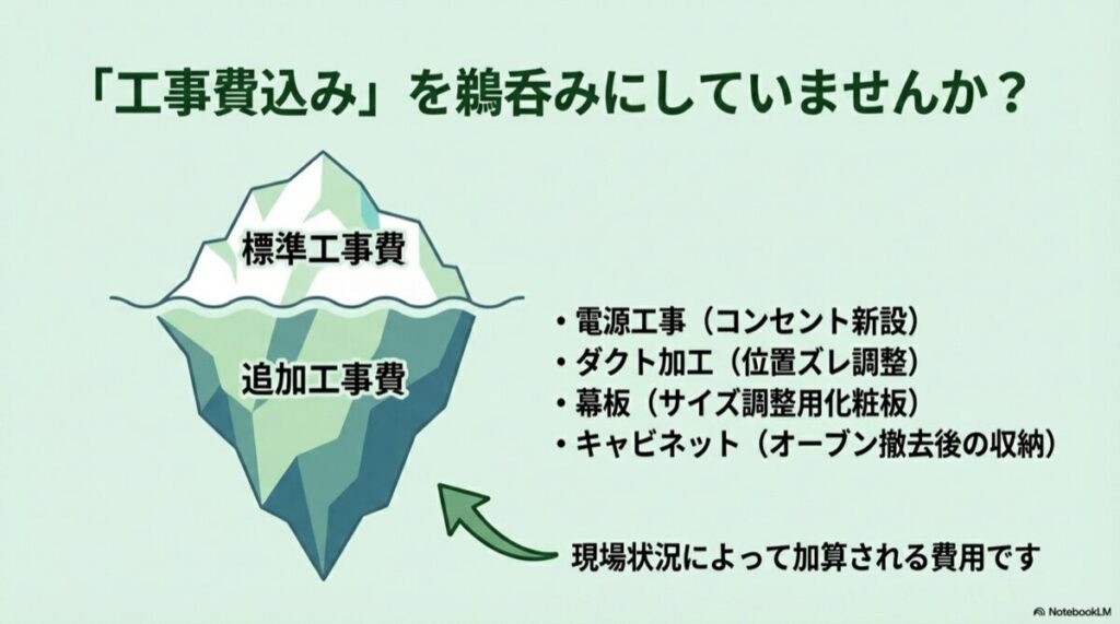 電源工事やダクト加工など、現場で加算されやすい費用のリスト