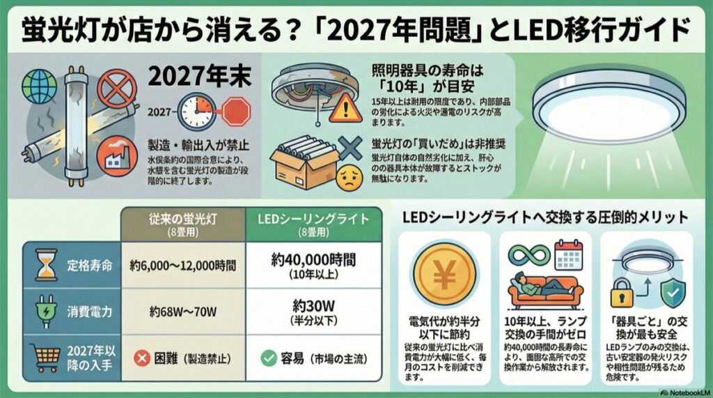 蛍光灯が店から消える？「2027年問題」とLED移行ガイド
