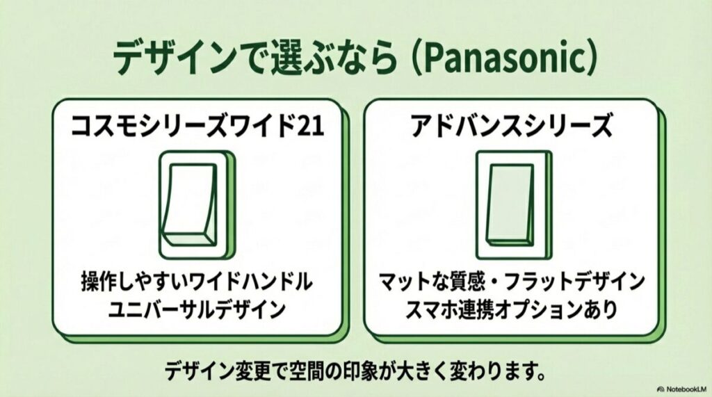パナソニックのコスモシリーズワイド21とアドバンスシリーズの比較画像