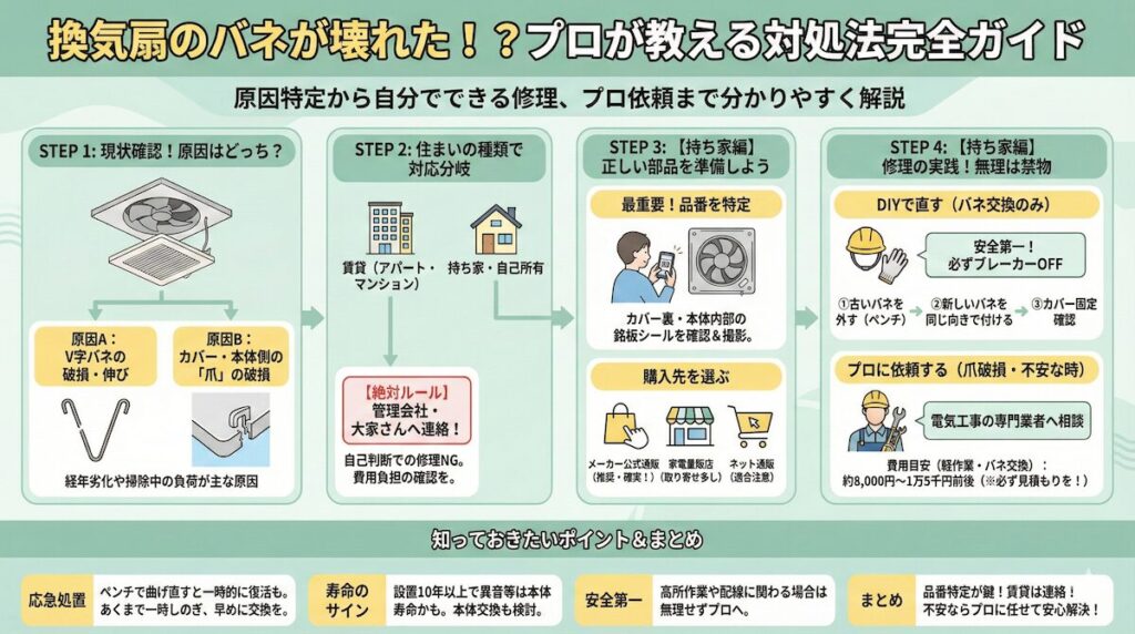 換気扇のバネが壊れた!?プロが教える対処法完全ガイド
