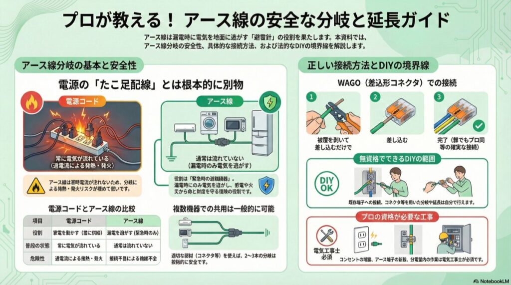 プロが教える!アース線の安全な分岐と延長ガイド