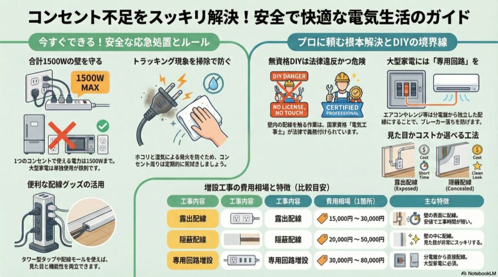 コンセント不足をスッキリ解決!安全で快適な電気生活のガイド