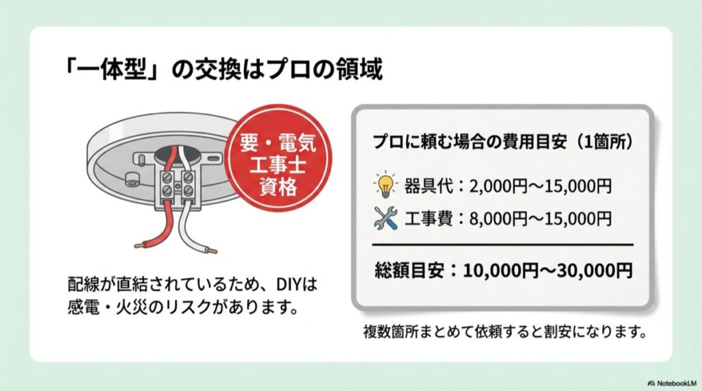 電気工事士資格が必要な配線直結図と、器具代・工事費の総額目安