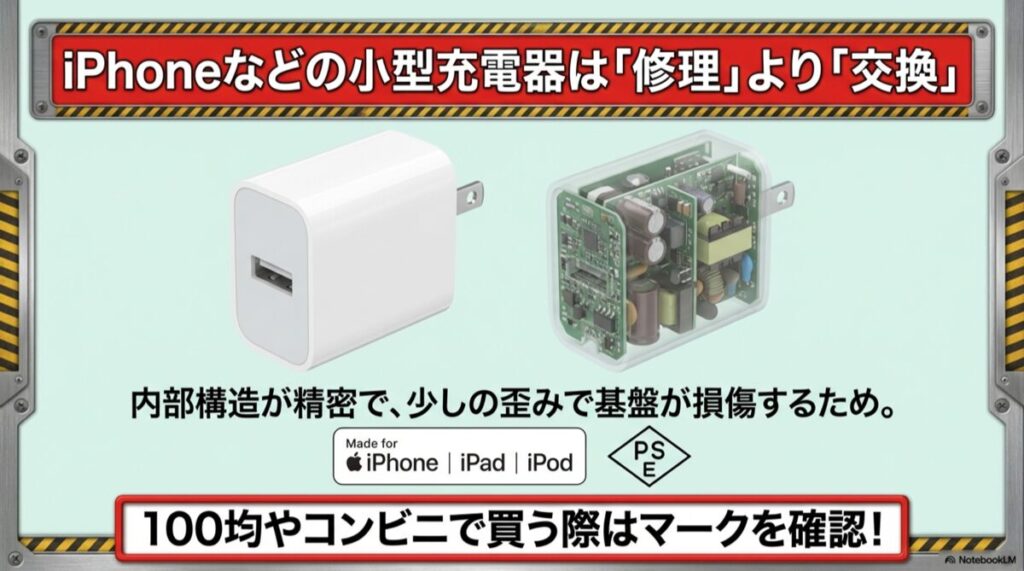 iPhone等の小型充電器の内部基板が密集している様子を示す透過図