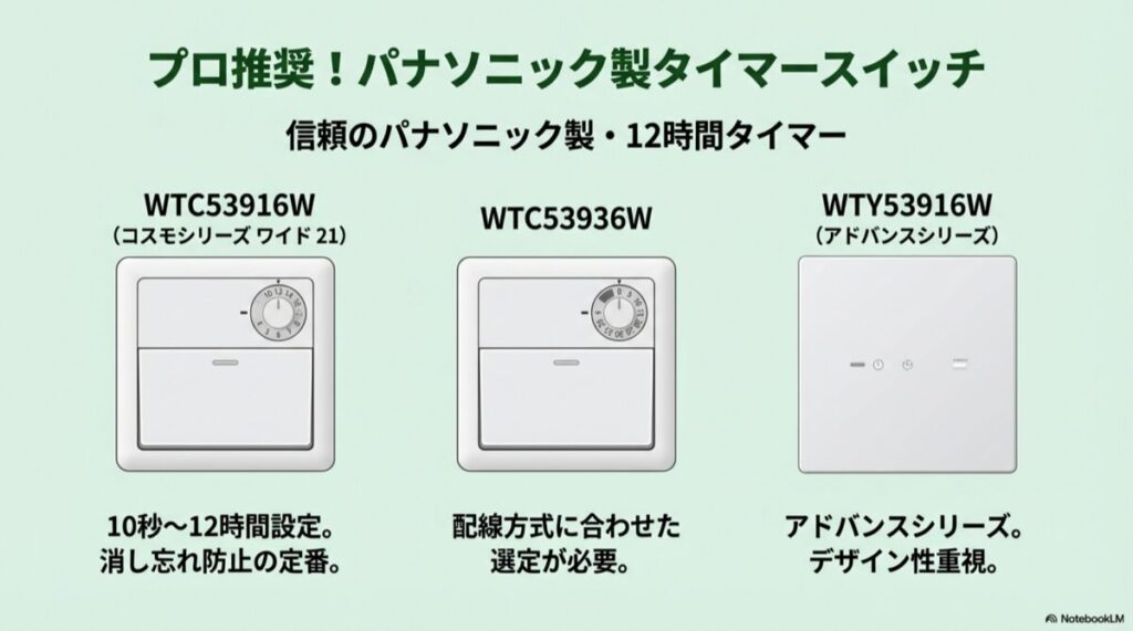 コスモシリーズワイド21とアドバンスシリーズのスイッチ製品外観