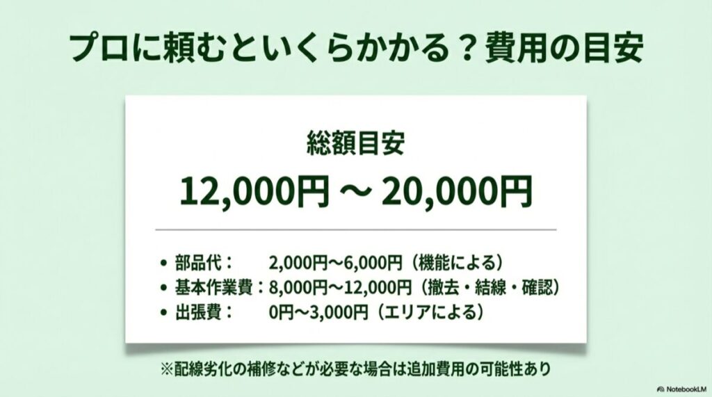 総額目安1.2万円〜2万円、内訳（部品代・作業費・出張費）のまとめ