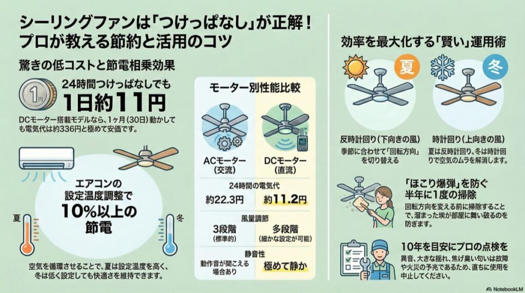 シーリングファンは「つけっぱなし」が正解!プロが教える節約と活用のコツ