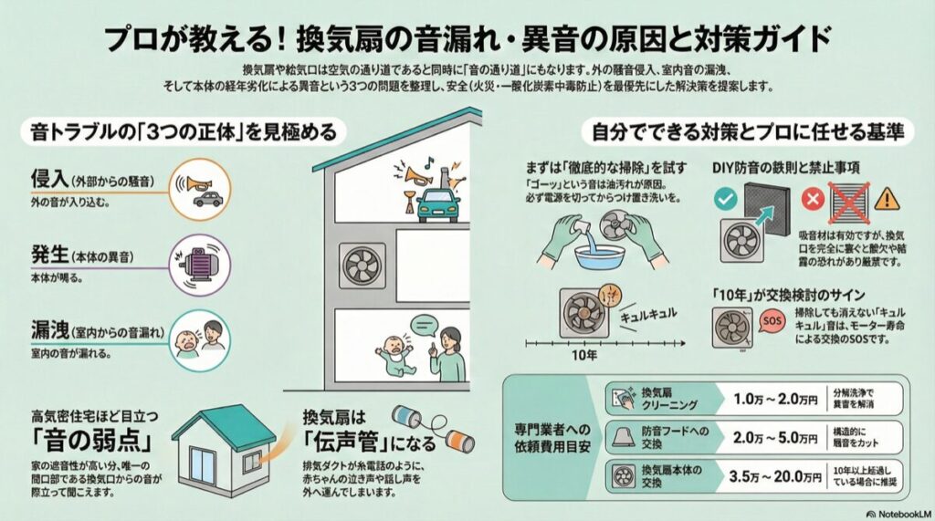 プロが教える!換気扇の音漏れ・異音の原因と対策ガイド