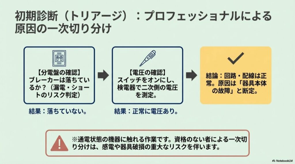 感電・漏電リスクを念頭に置いた安全確認と一次切り分けの手順