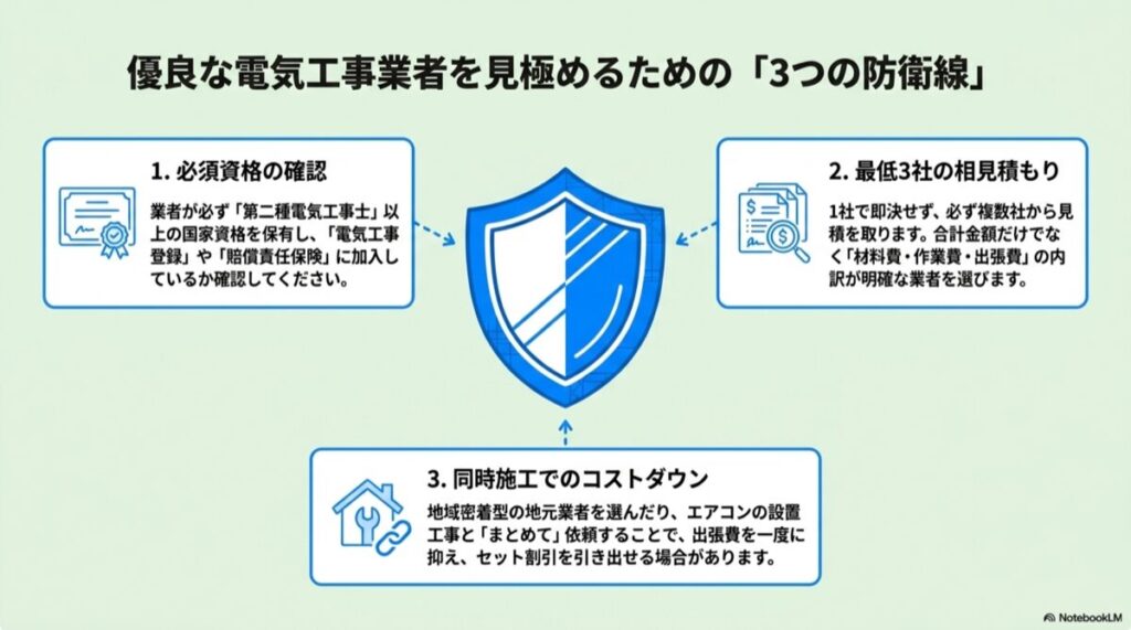 電気工事業者を見極めるためのチェックポイント（資格・見積もり・同時施工）